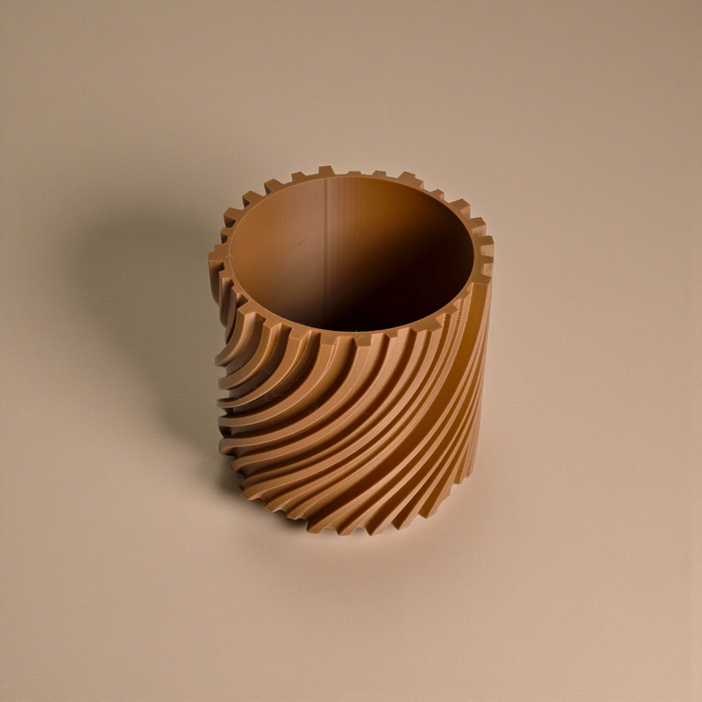 TwistFlow Planter – Modern 3D Printed Terracotta Look Pot