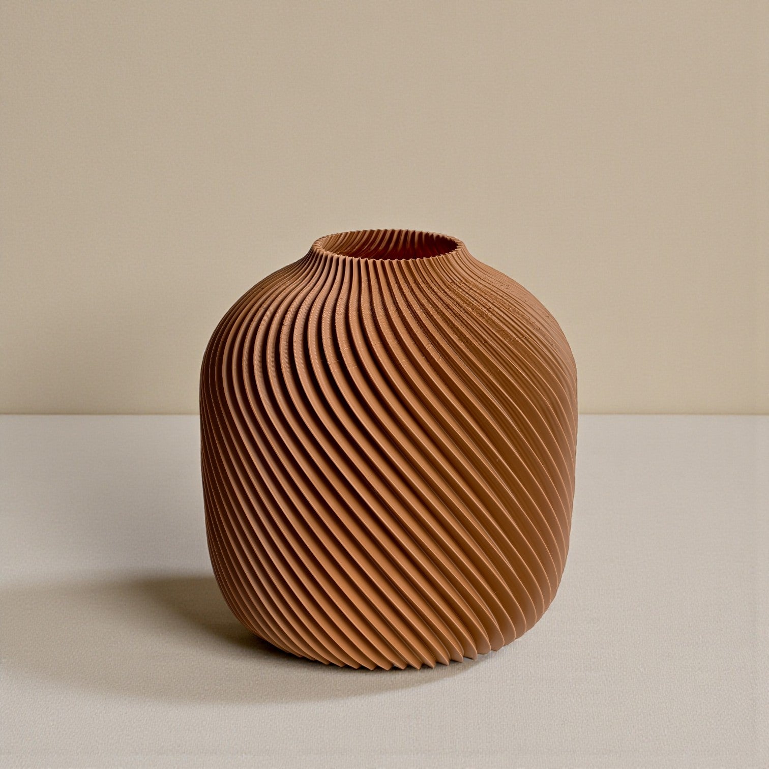 Terracotta Look Swirl Pampas Vase – Modern Boho 3D Printed Decor