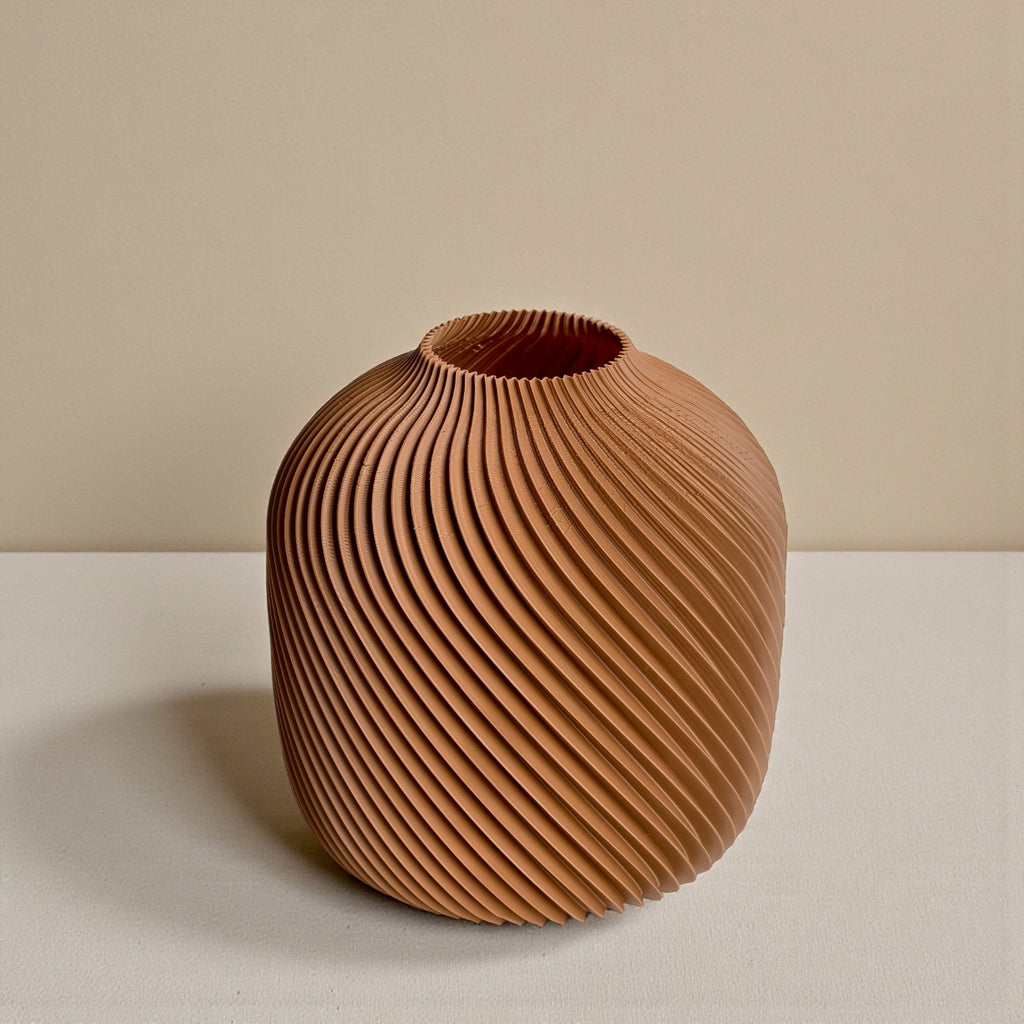 Terracotta Look Swirl Pampas Vase – Modern Boho 3D Printed Decor