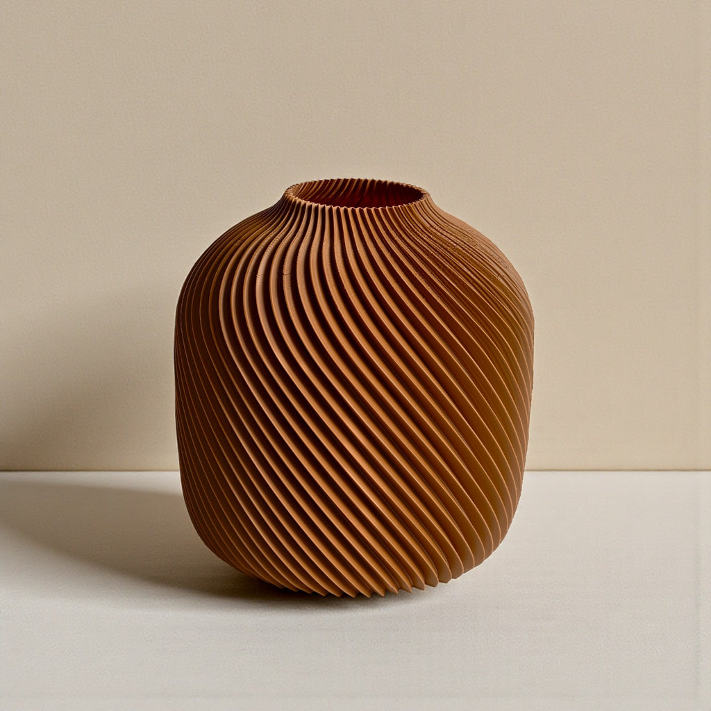 Terracotta Look Swirl Pampas Vase – Modern Boho 3D Printed Decor