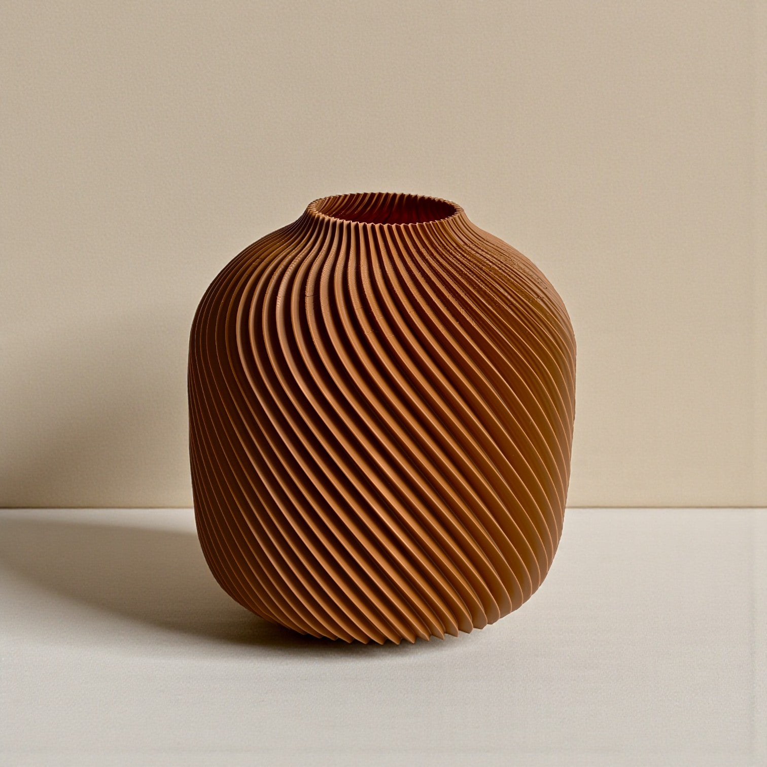 Terracotta Look Swirl Pampas Vase – Modern Boho 3D Printed Decor