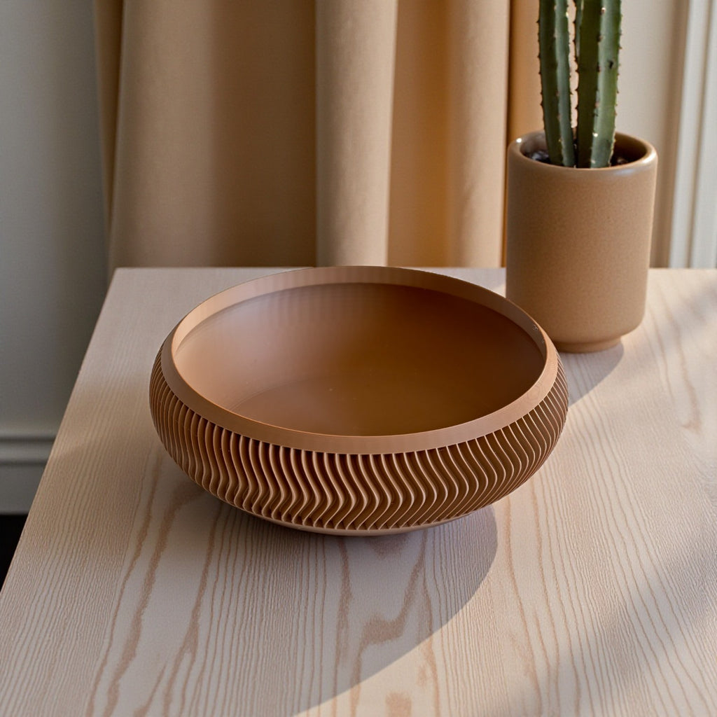 Modern Sculpted Decorative Bowl – Minimal Ribbed Centerpiece for Home Décor