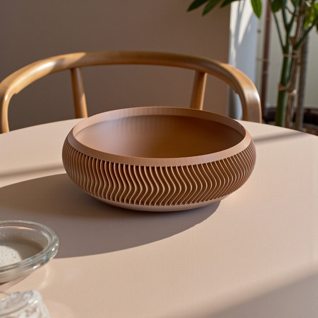 Modern Sculpted Decorative Bowl – Minimal Ribbed Centerpiece for Home Décor