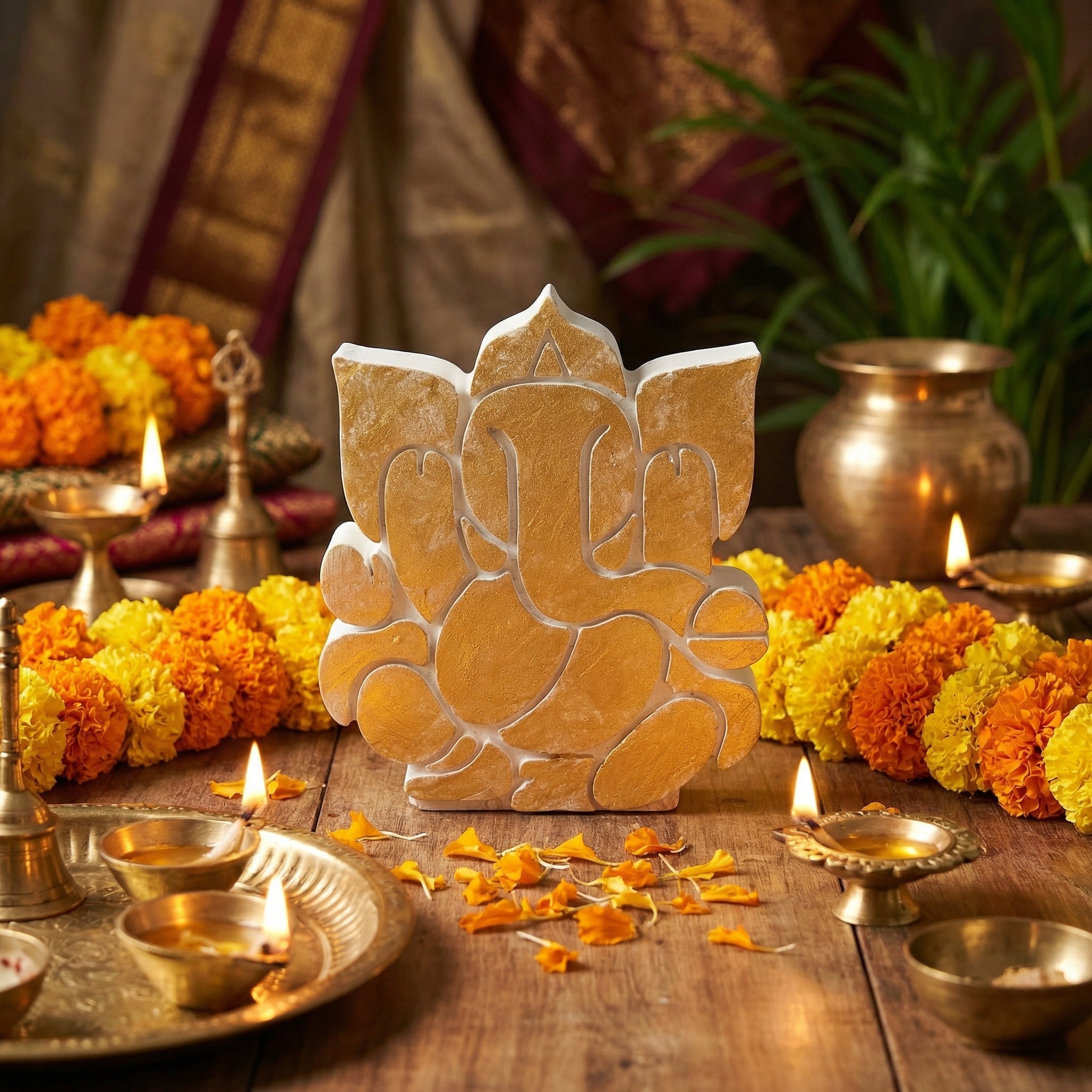 Ganesh Concrete Showpiece – Handmade Ganesha Idol for Home Décor | Minimal Spiritual Decor | Vastu & Festive Gift
