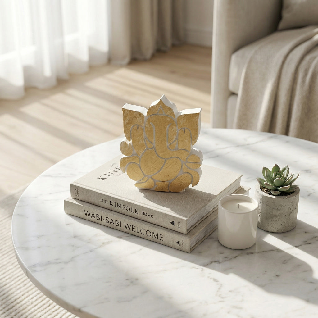 Ganesh Concrete Showpiece – Handmade Ganesha Idol for Home Décor | Minimal Spiritual Decor | Vastu & Festive Gift