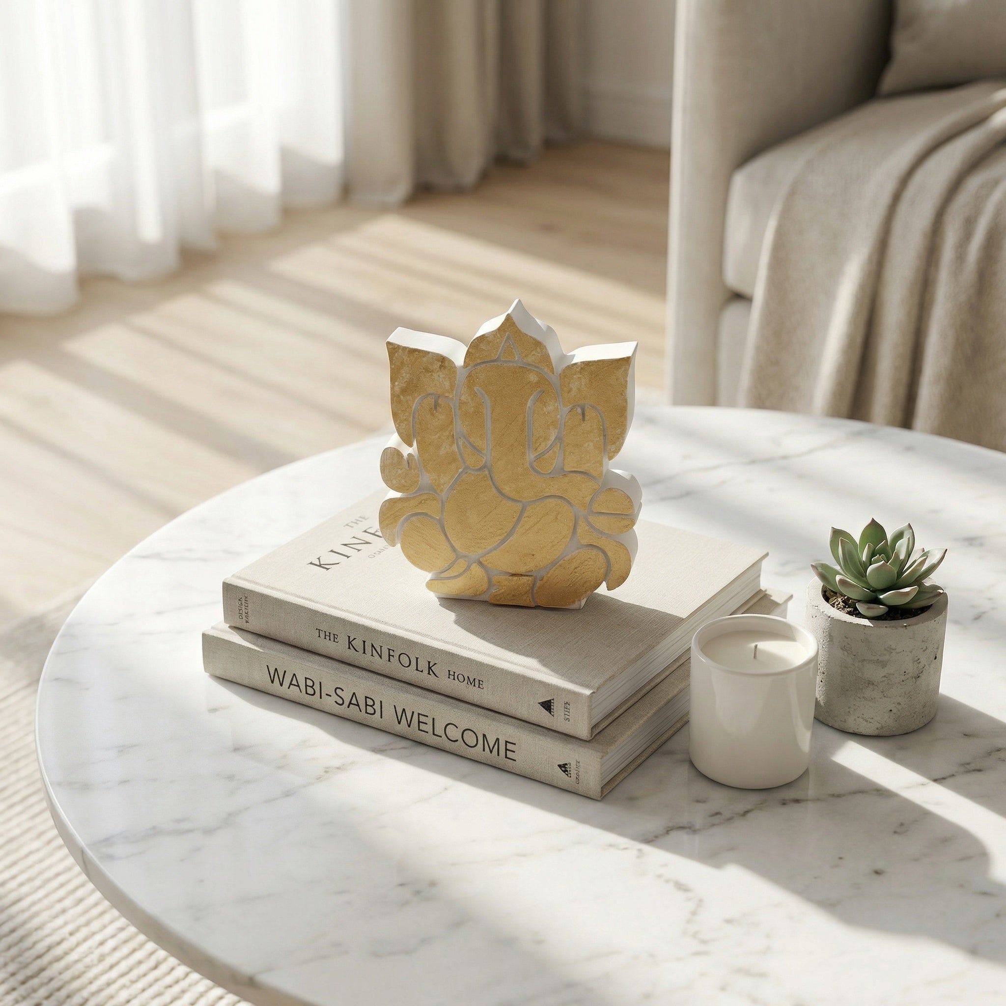 Ganesh Concrete Showpiece – Handmade Ganesha Idol for Home Décor | Minimal Spiritual Decor | Vastu & Festive Gift