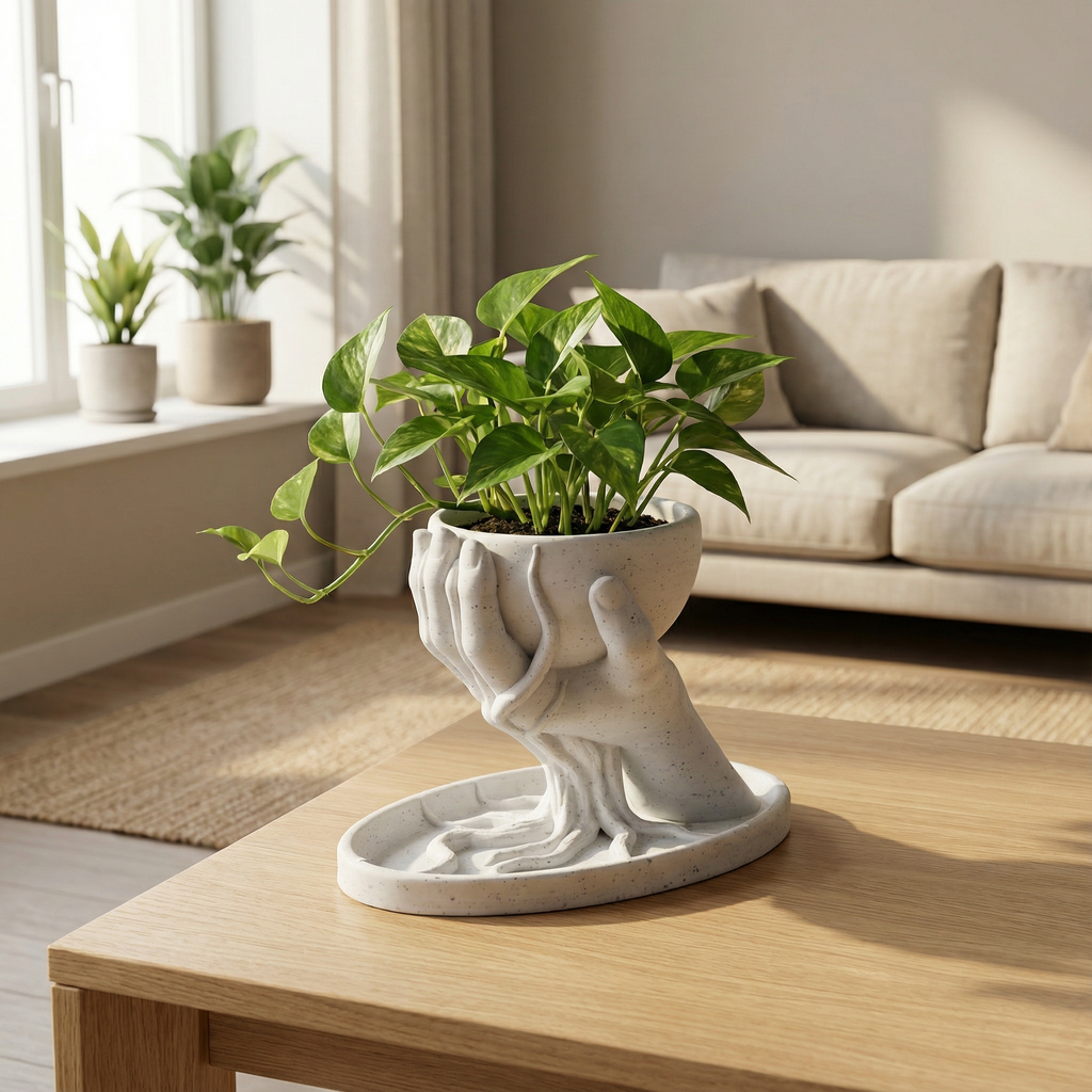 Oreo Marble Look Hand Sculpture Planter for succulents and small plants | Modern Home Decor Accent | 3D Printed PLA Marble with Real Marble Particles