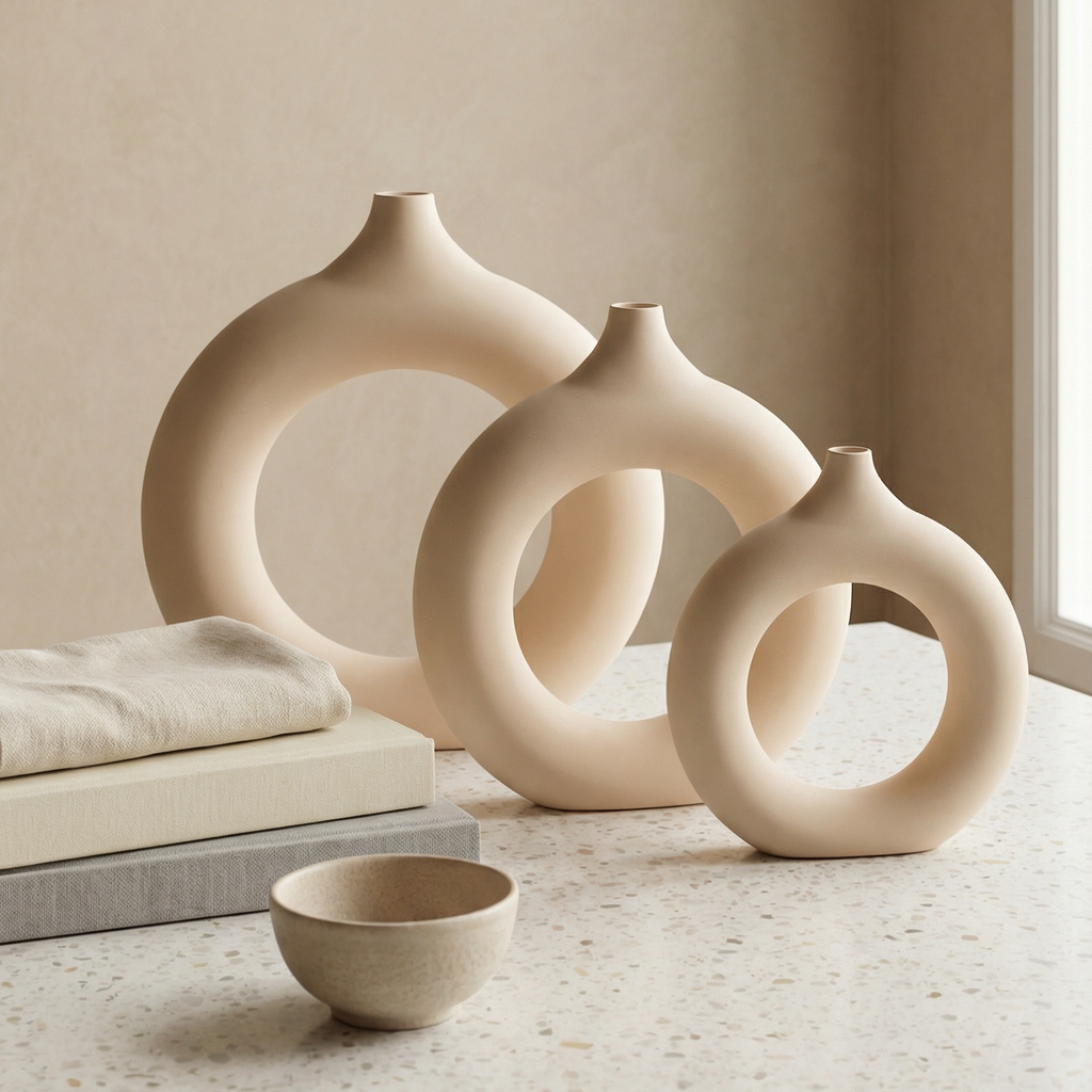 Halo Loop Vase Set – Sand Beige