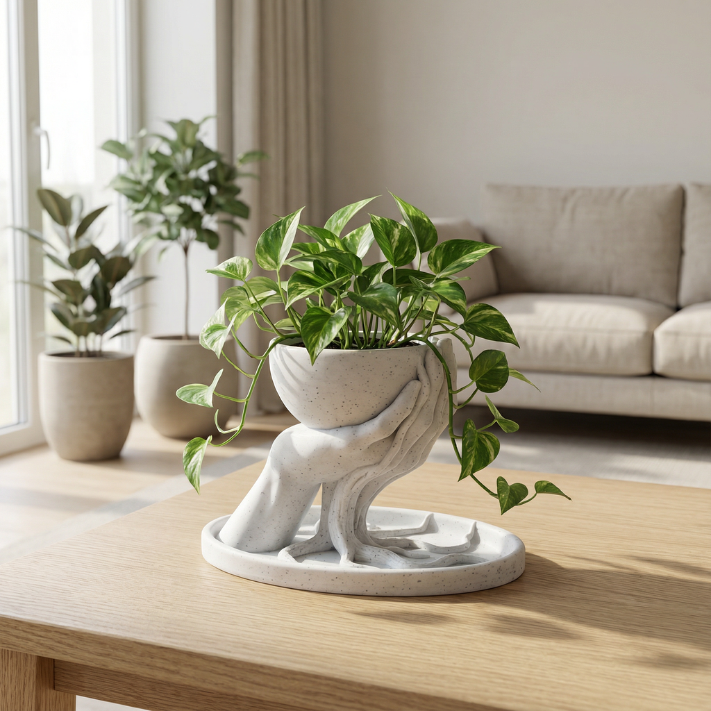 Oreo Marble Look Hand Sculpture Planter for succulents and small plants | Modern Home Decor Accent | 3D Printed PLA Marble with Real Marble Particles