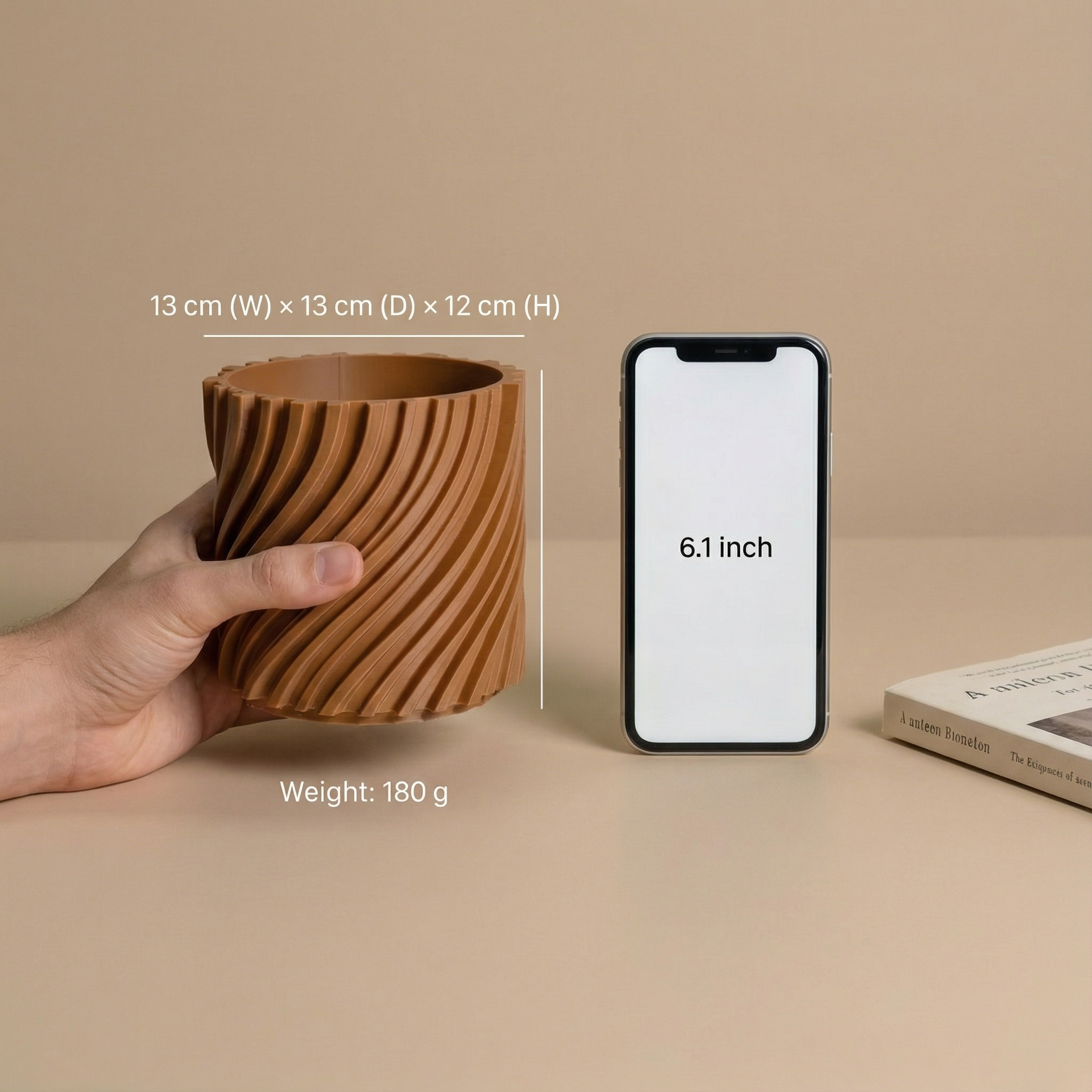 TwistFlow Planter – Modern 3D Printed Terracotta Look Pot