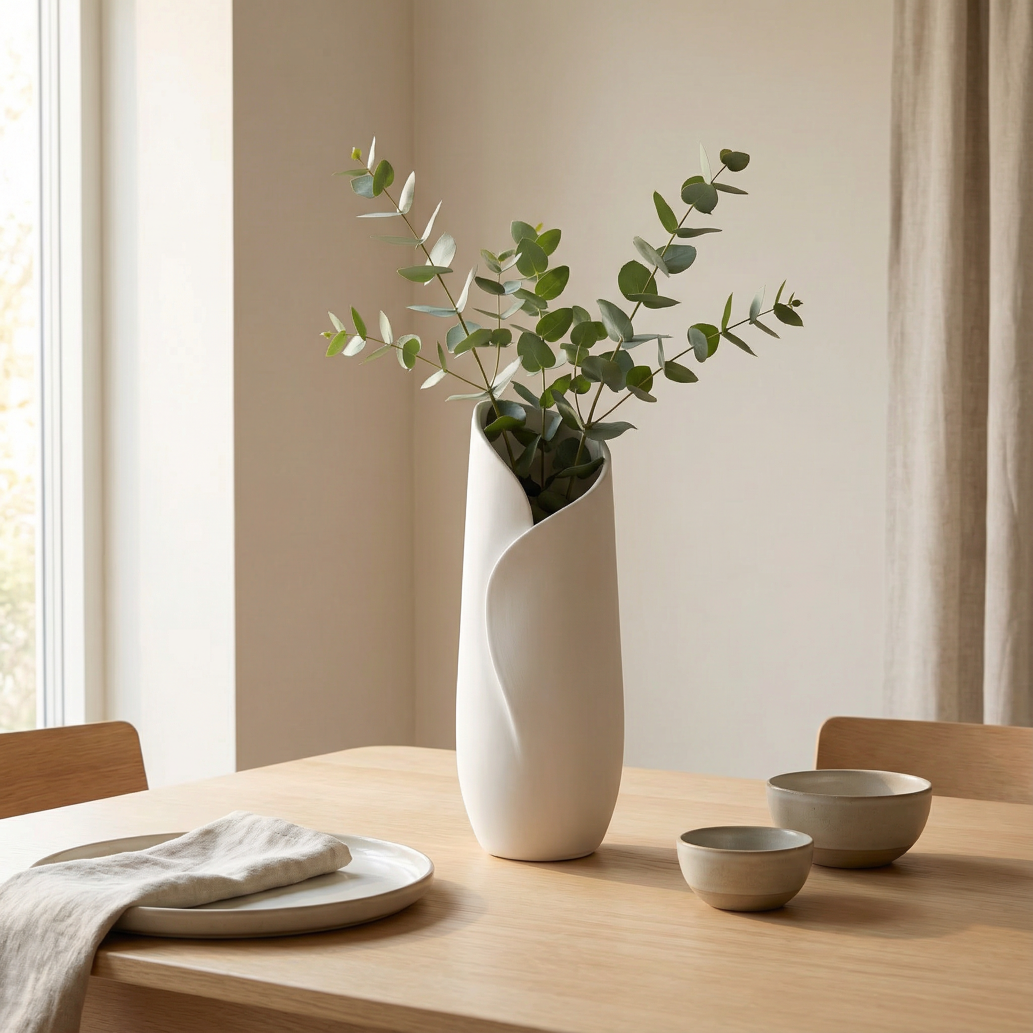 Fold Flow Vase – Minimal Organic 3D Printed Vase