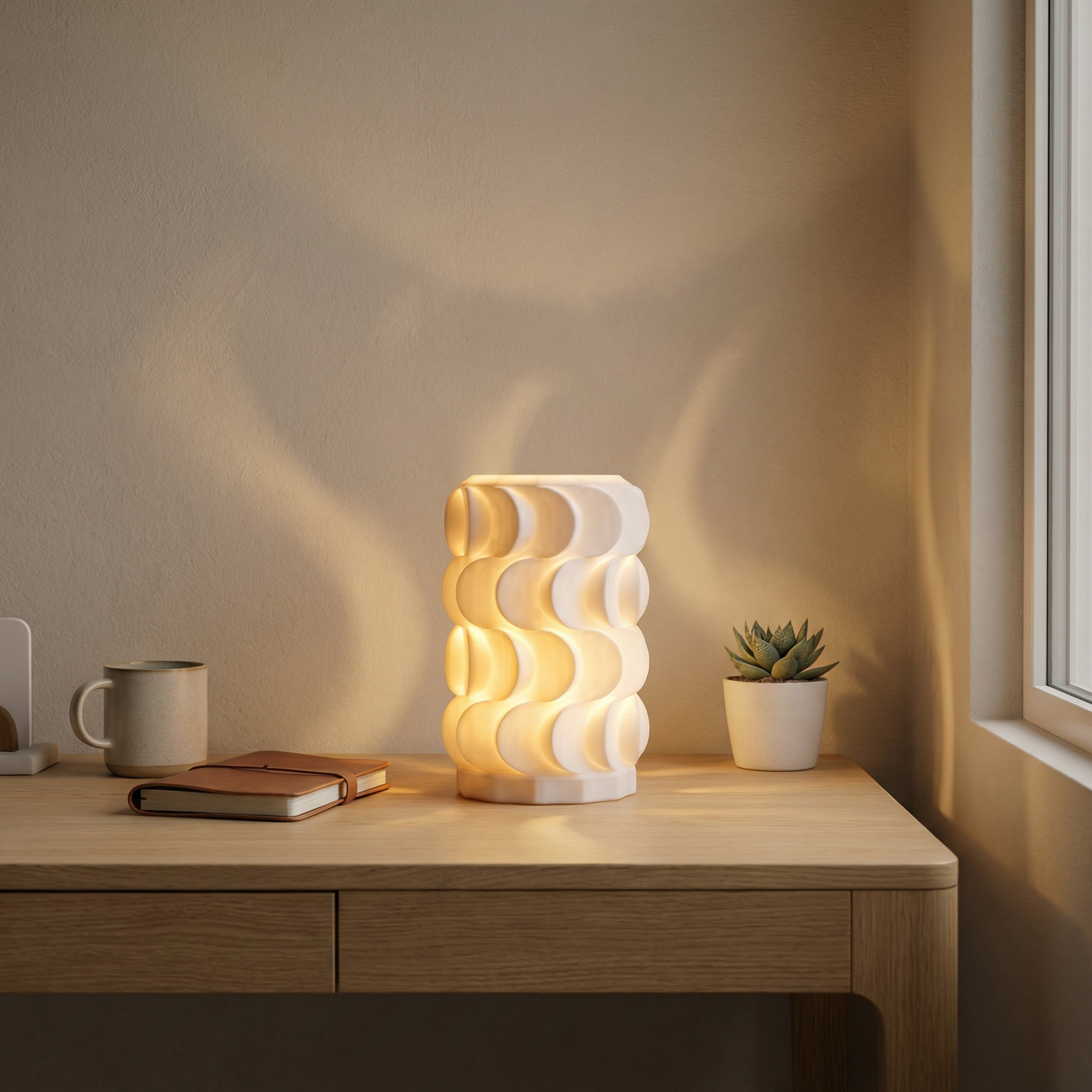 LumaCurve Sculptural Daylight Table Lamp with Replaceable Surface Light & 3-ft Wire with Switch