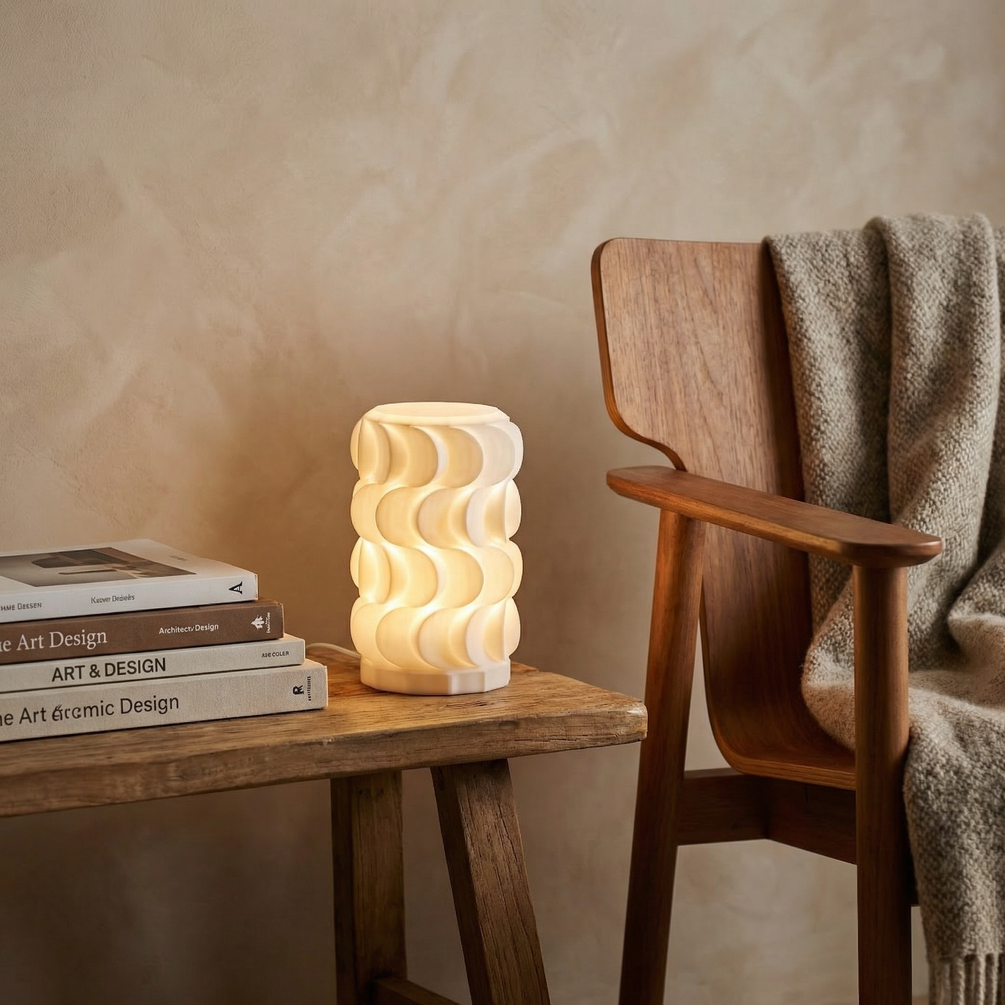 LumaCurve Sculptural Daylight Table Lamp with Replaceable Surface Light & 3-ft Wire with Switch