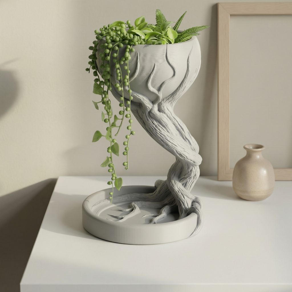 Ethereal Root Planter – Modern Sculptural 3D Printed Decor