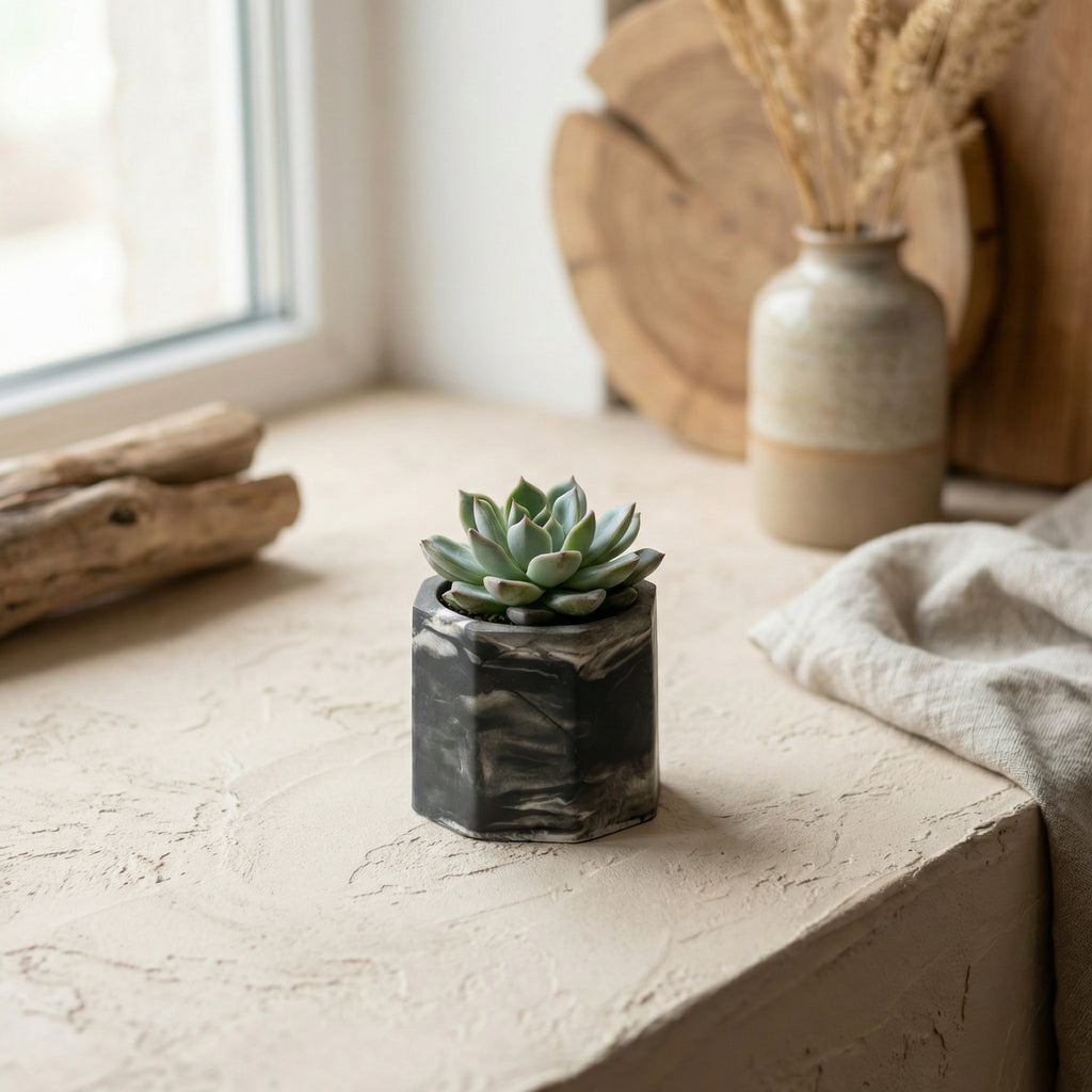 Mini Jesmonite Planter 3 in 1 Set | Handcrafted Small Planters for Succulents & Indoor Plants