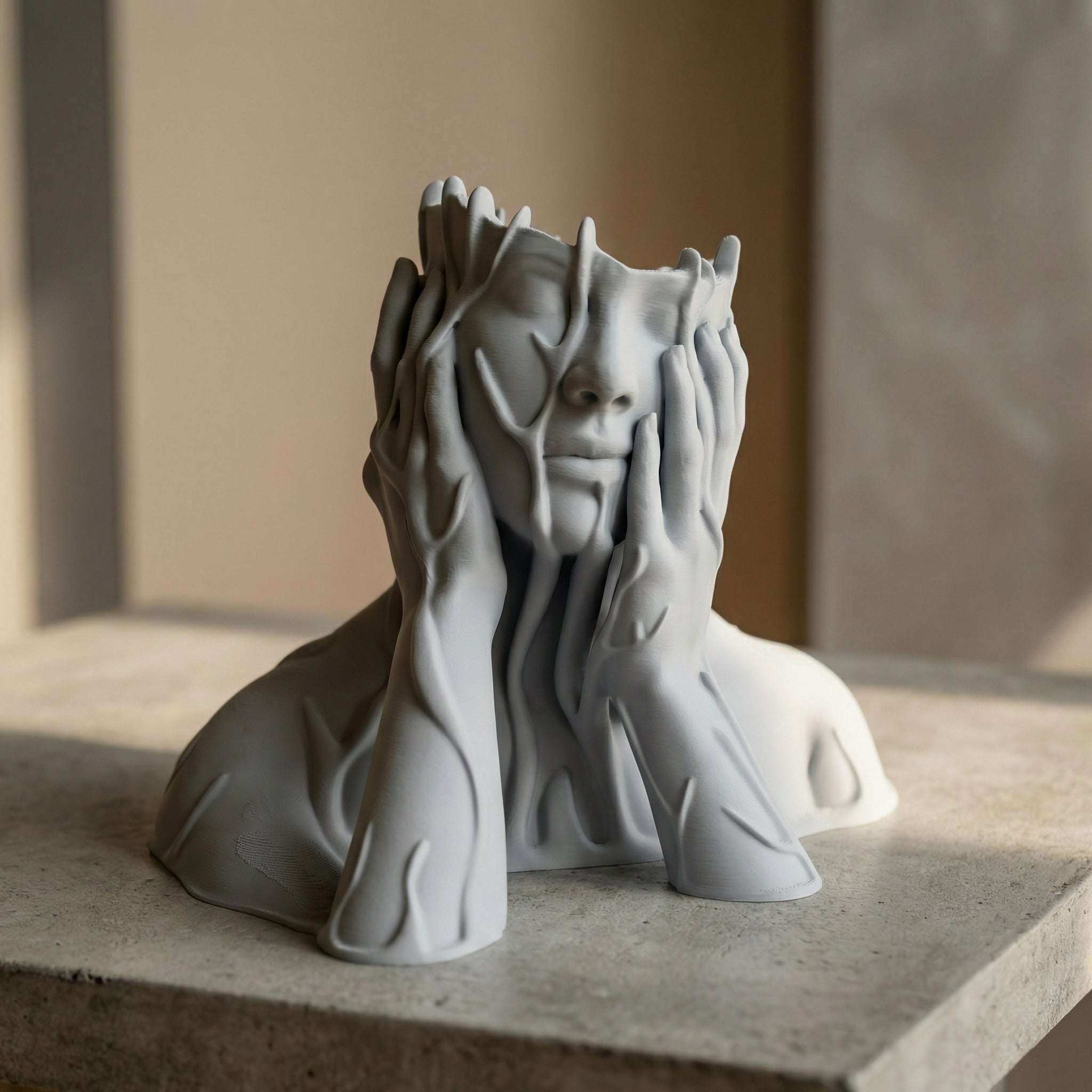 3D Printed Sculptural Face Planter | Modern Art Indoor Planter