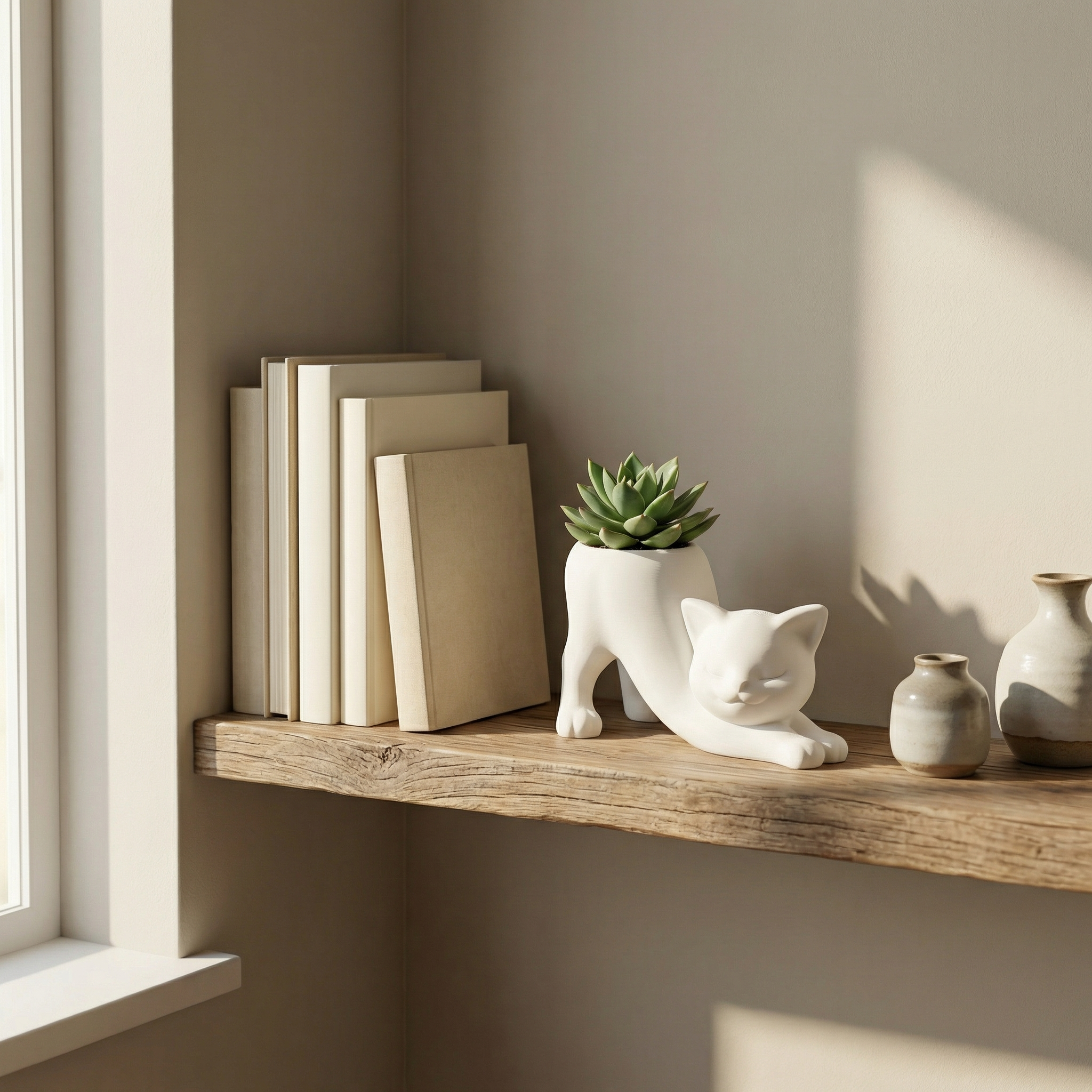 3D Printed Stretching Cat Planter | Cute Cactus & Succulent Pot | Modern Minimal Home Décor