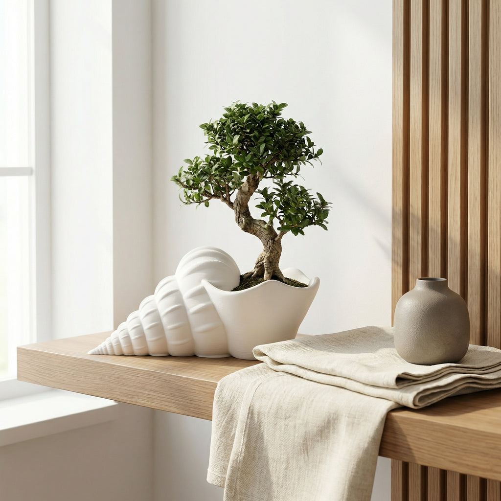 3D Printed Seashell Planter | Modern Coastal Succulent & Indoor Plant Pot | Minimal Aesthetic Home Décor