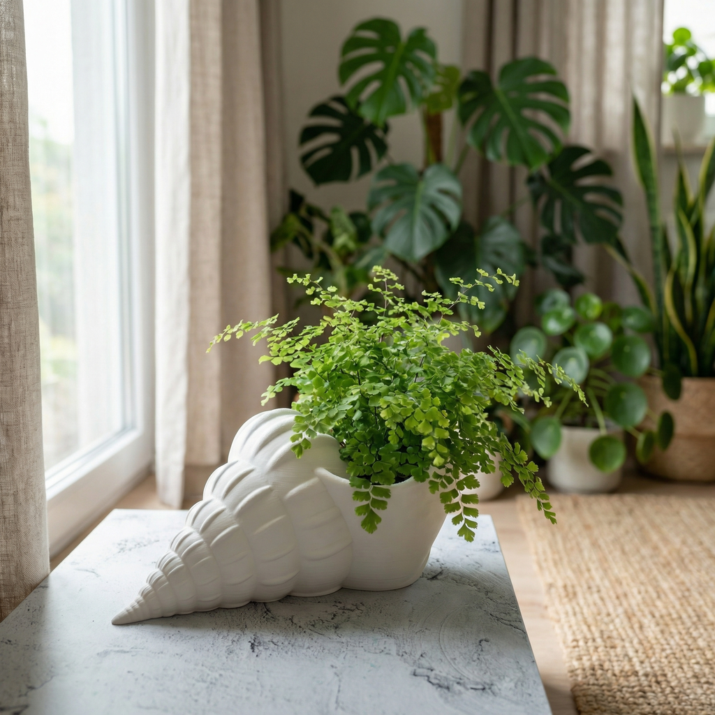 3D Printed Seashell Planter | Modern Coastal Succulent & Indoor Plant Pot | Minimal Aesthetic Home Décor