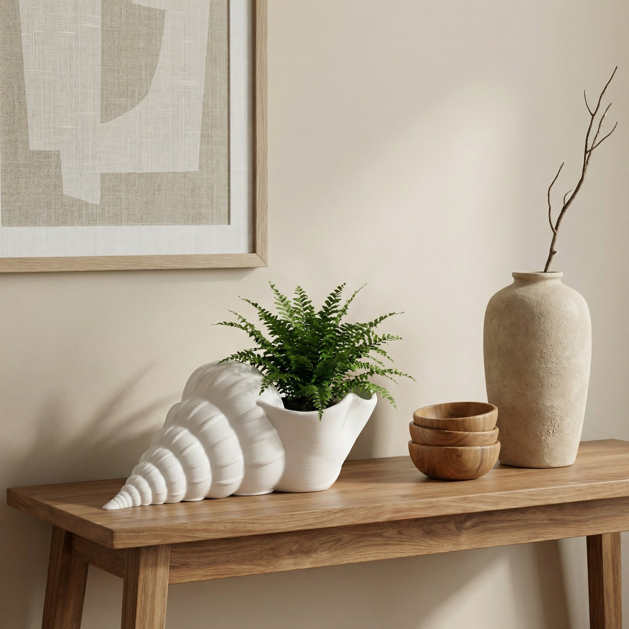 3D Printed Seashell Planter | Modern Coastal Succulent & Indoor Plant Pot | Minimal Aesthetic Home Décor