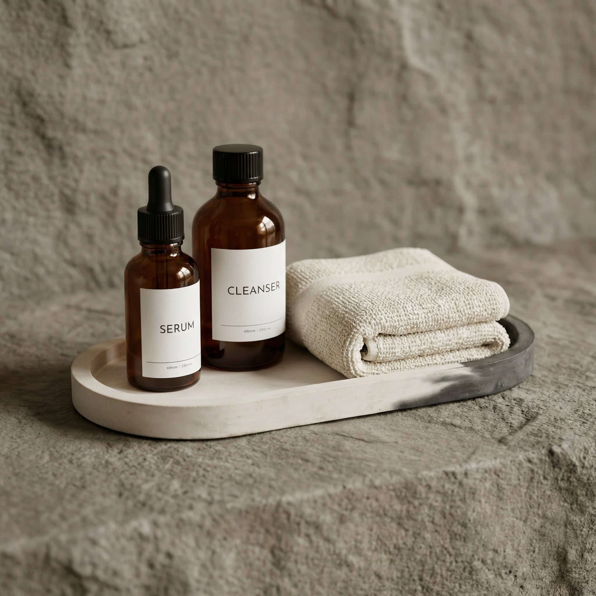 Handcrafted Jesmonite Oval Tray – Ivory & Charcoal Marble Effect Decorative Organizer Tray for Vanity, Coffee Table & Home Décor