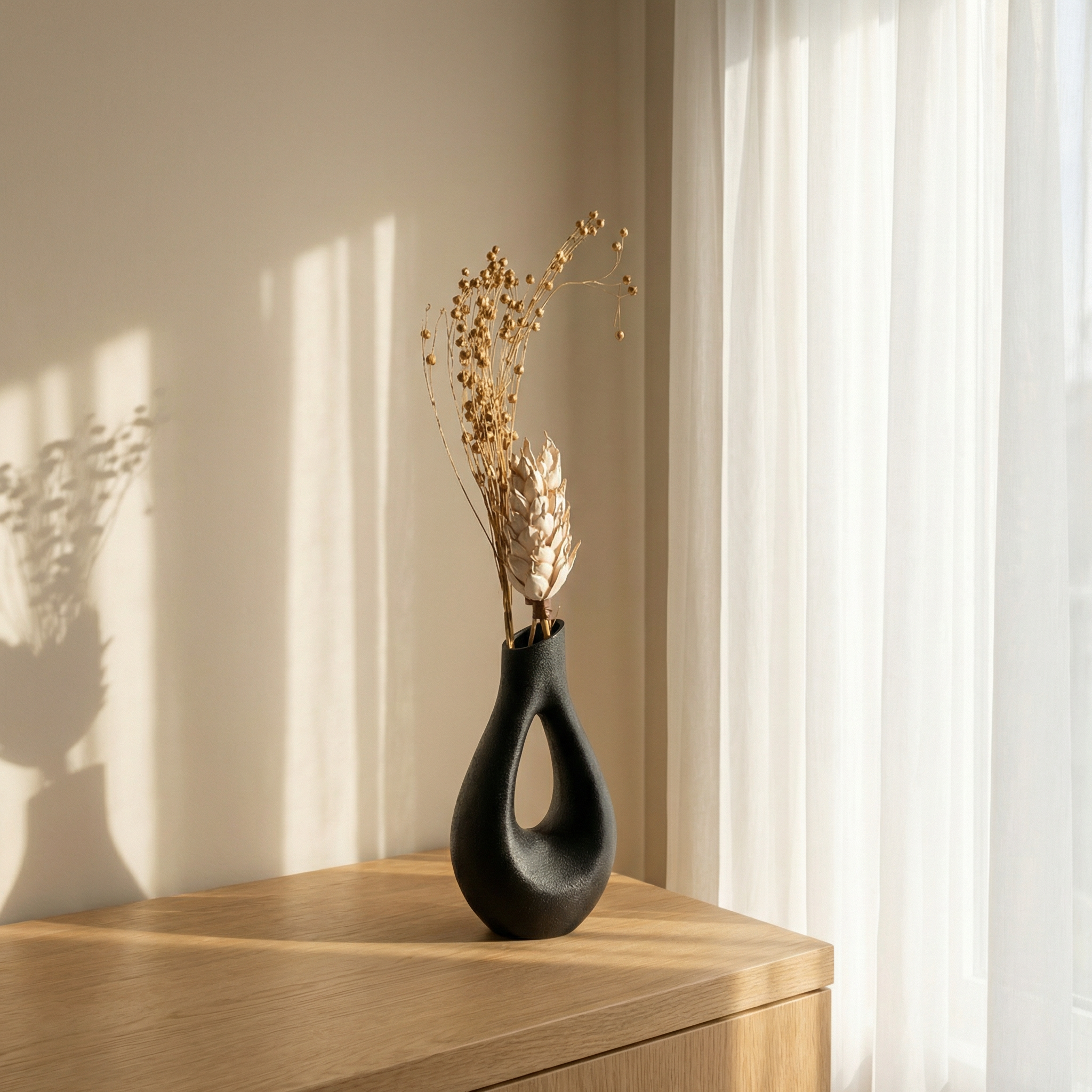 Premium Dry Flower Stems – Duke Mashal (2 Sticks) with Small Golden Buds | Minimal Botanical Decor