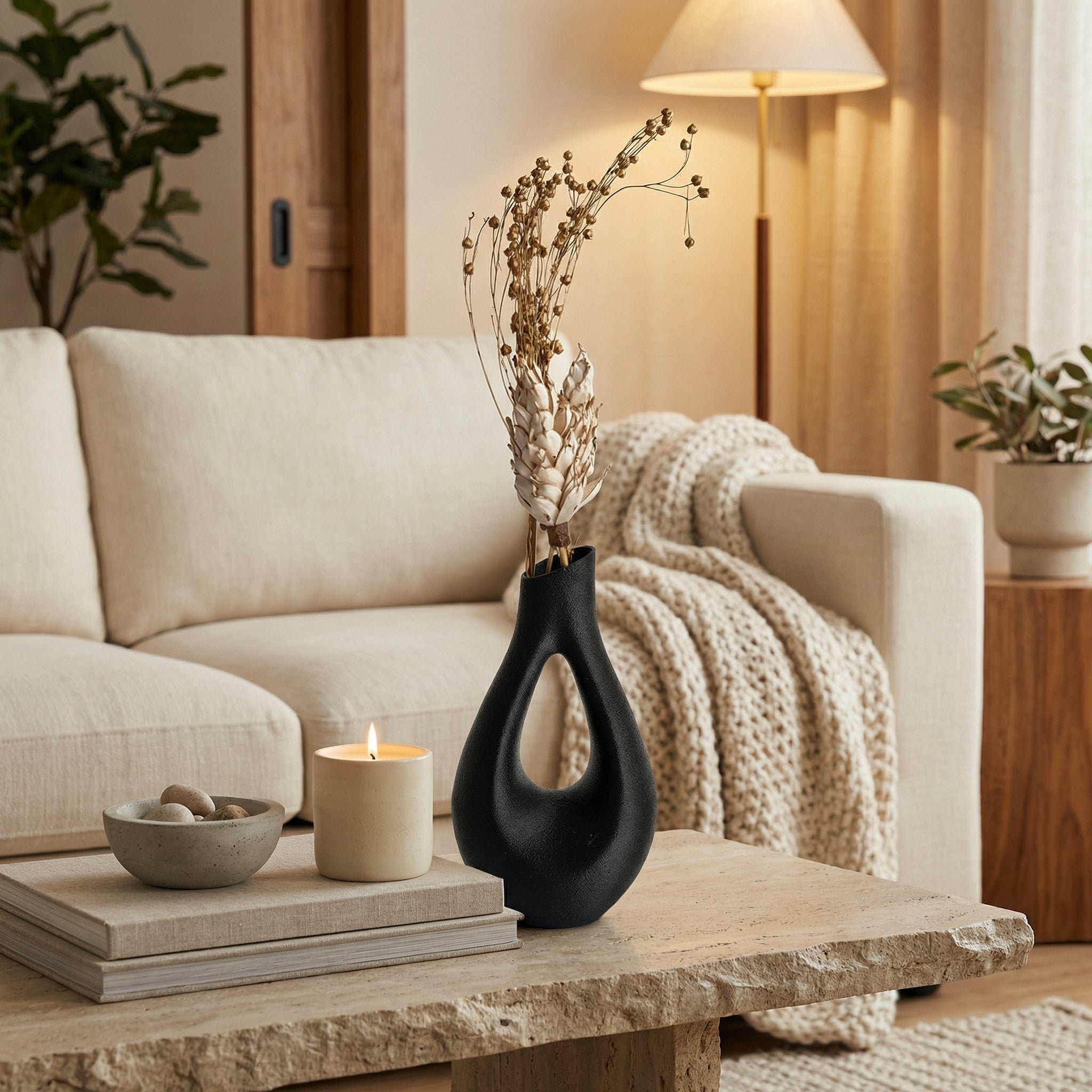 Premium Dry Flower Stems – Duke Mashal (2 Sticks) with Small Golden Buds | Minimal Botanical Decor