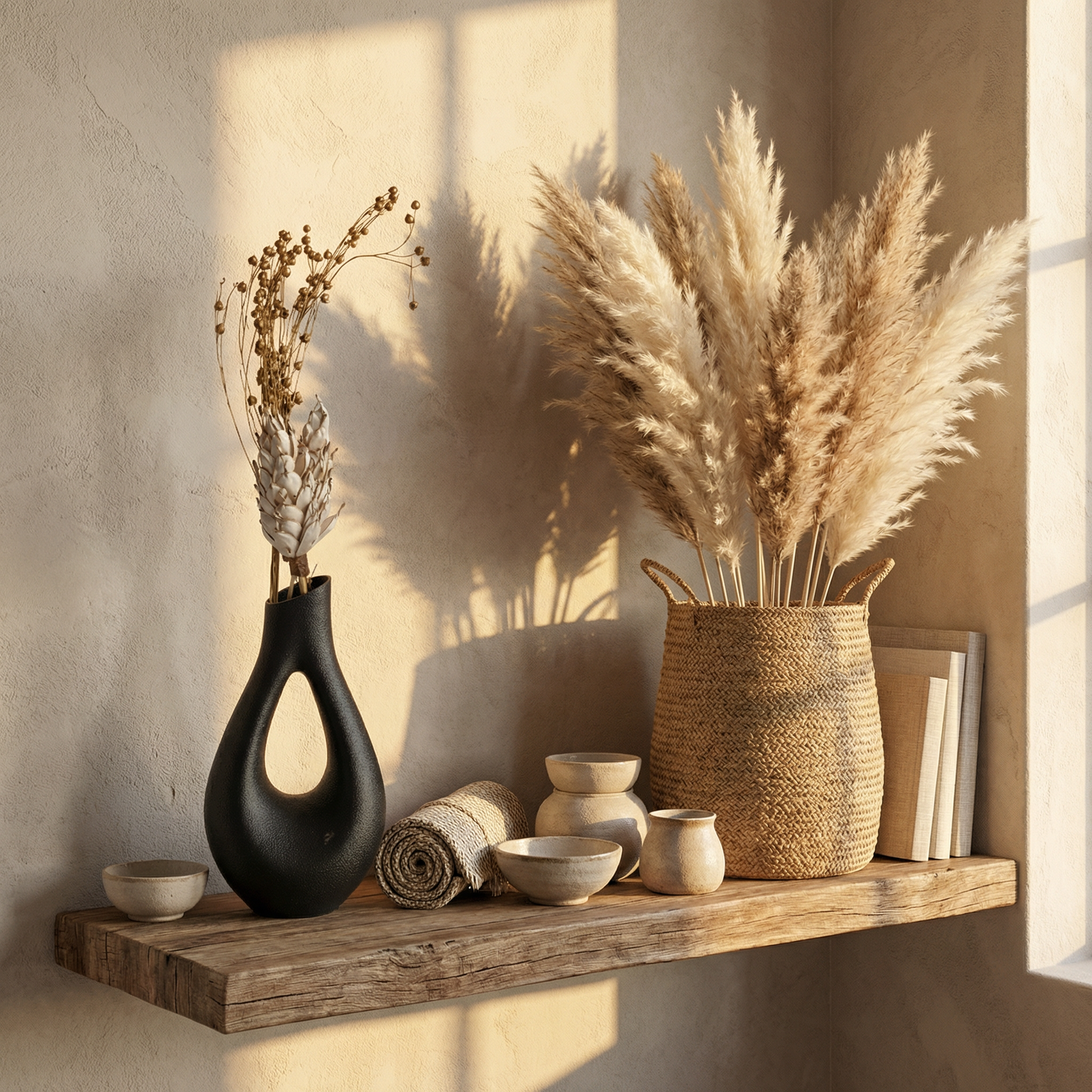 Premium Dry Flower Stems – Duke Mashal (2 Sticks) with Small Golden Buds | Minimal Botanical Decor