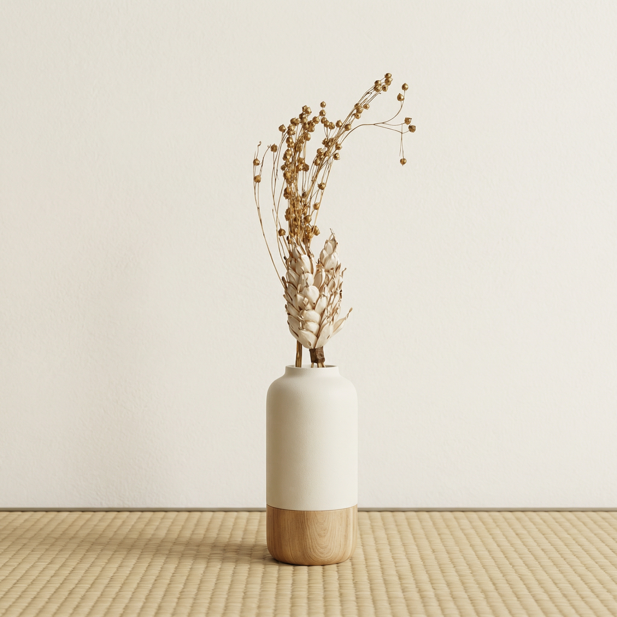 Premium Dry Flower Stems – Duke Mashal (2 Sticks) with Small Golden Buds | Minimal Botanical Decor