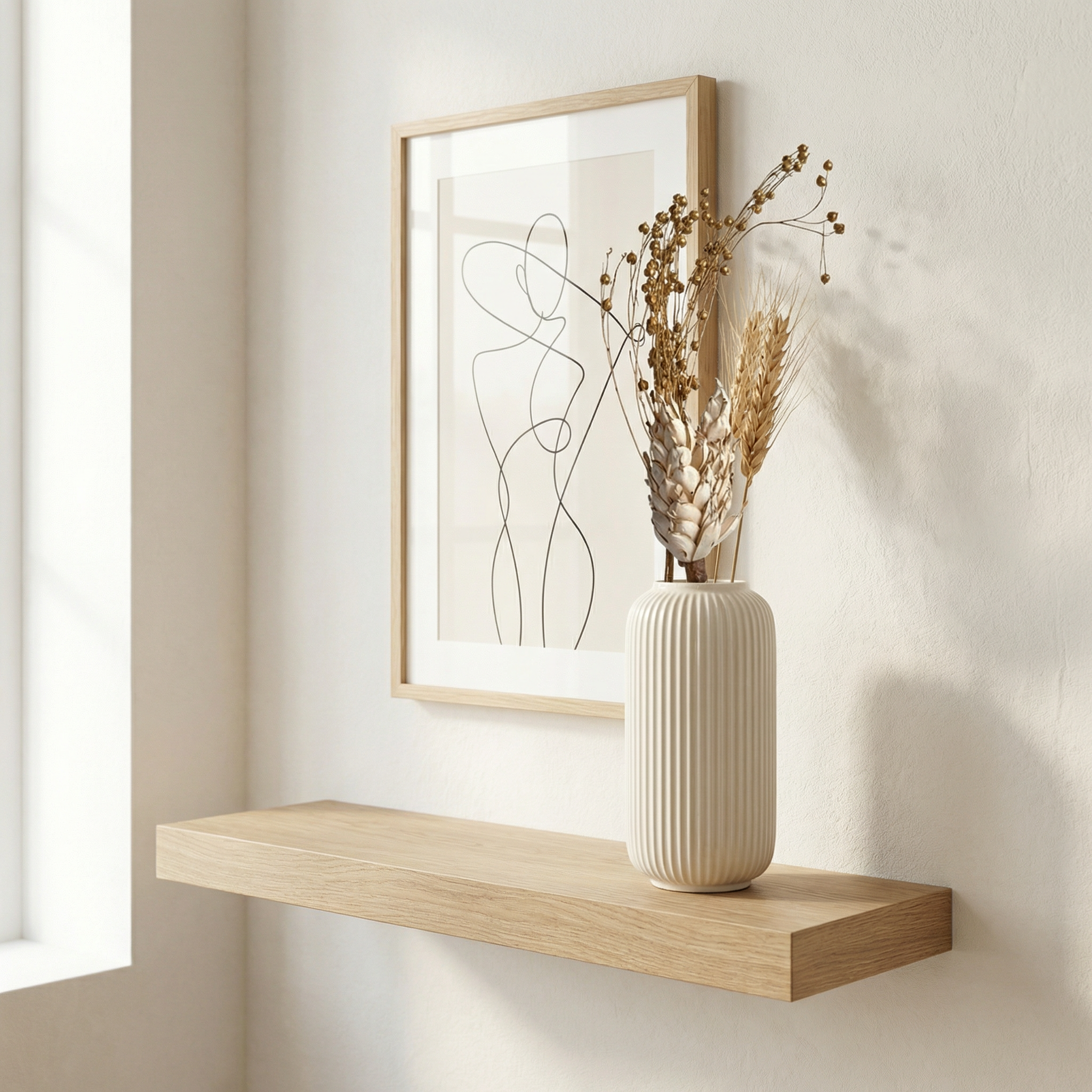 Premium Dry Flower Stems – Duke Mashal (2 Sticks) with Small Golden Buds | Minimal Botanical Decor