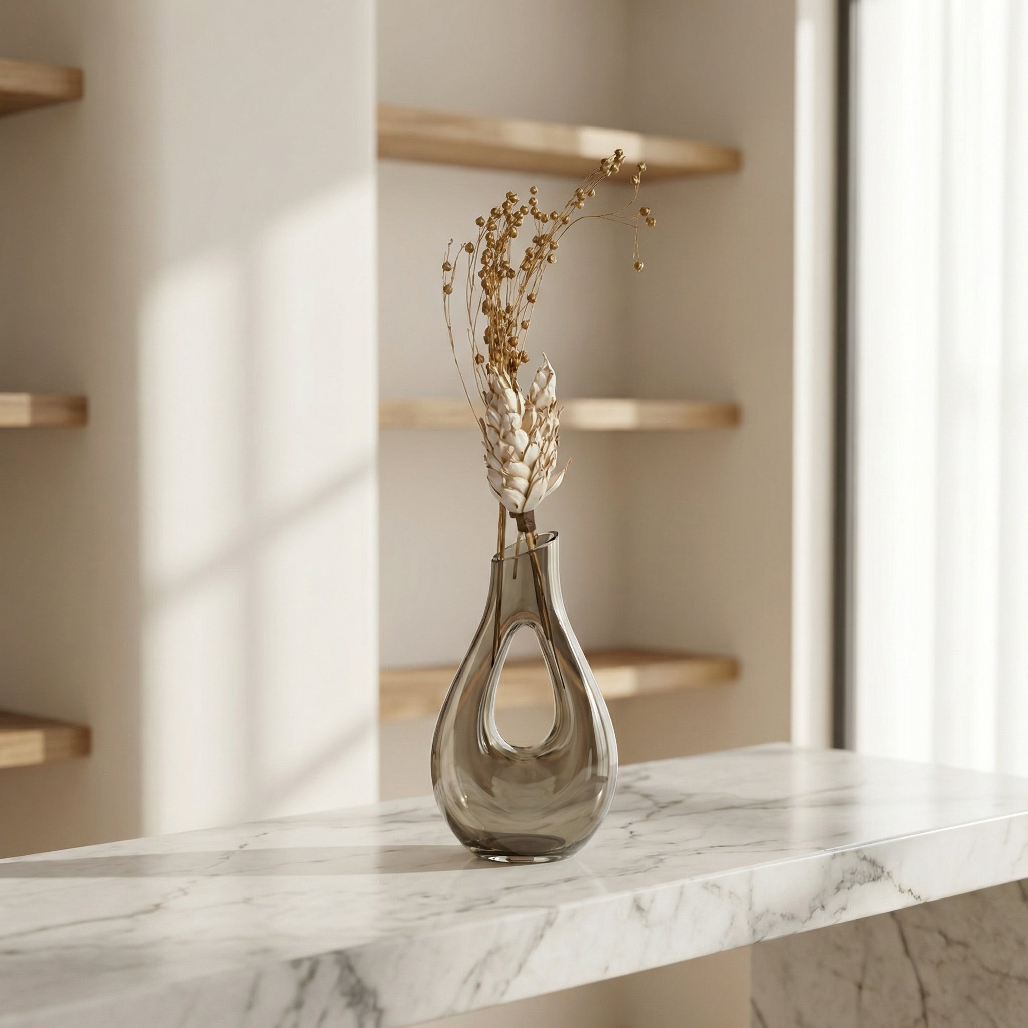 Premium Dry Flower Stems – Duke Mashal (2 Sticks) with Small Golden Buds | Minimal Botanical Decor