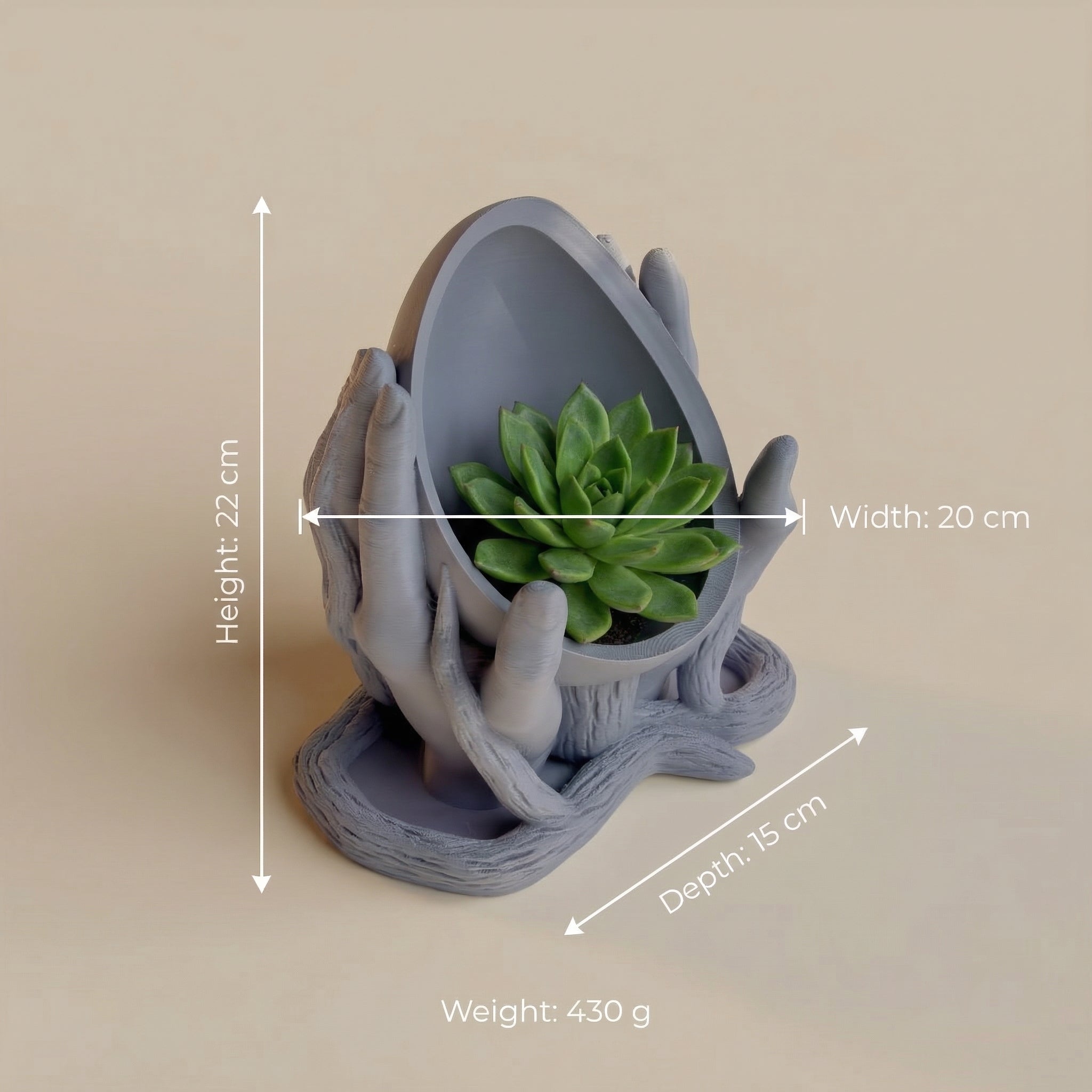 Hands of Nature Planter – Sculptural 3D Printed Pot
